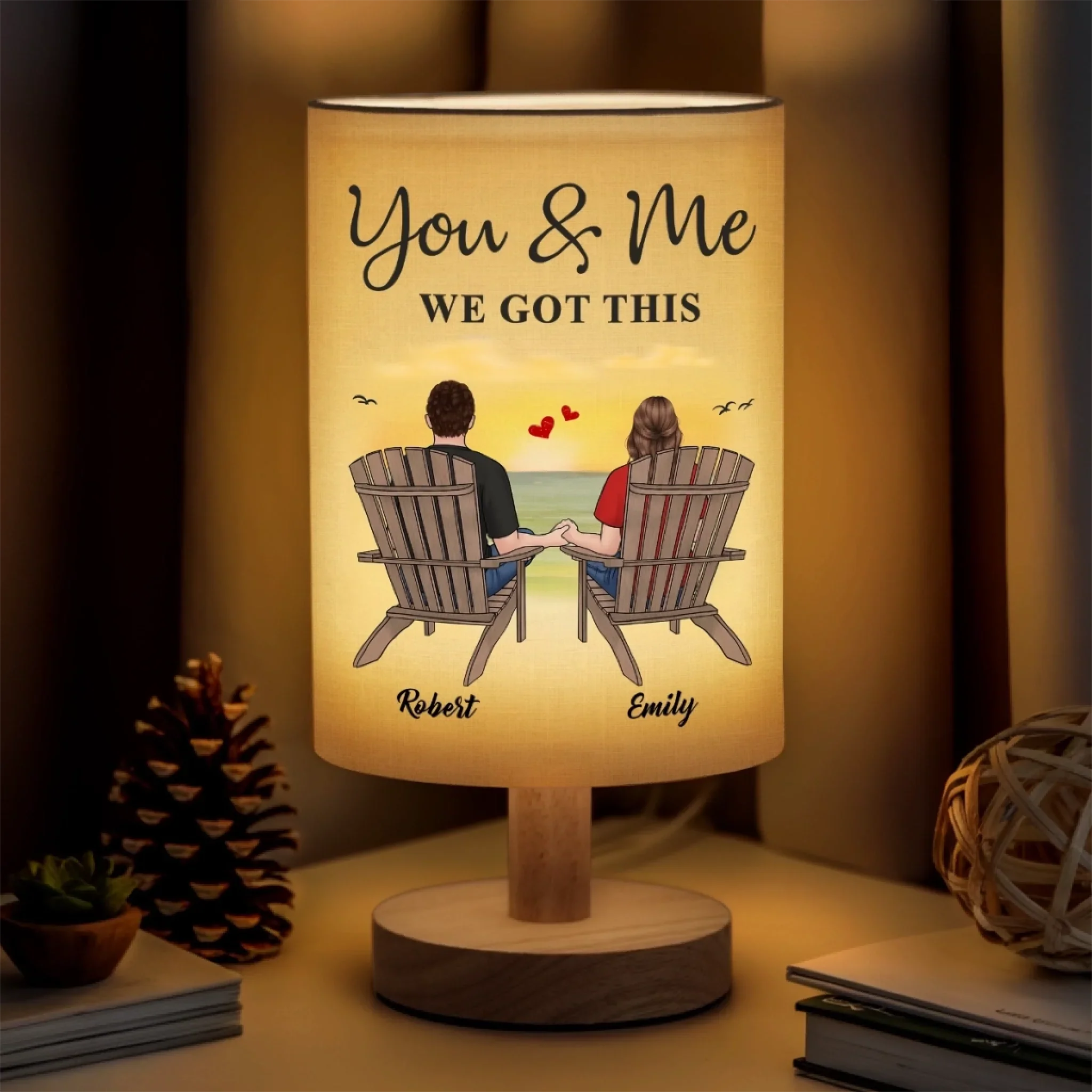 You & Me, We Got This - Couple Personalized Custom Linen Bedside Table Lamp - Gift For Husband Wife, Anniversary