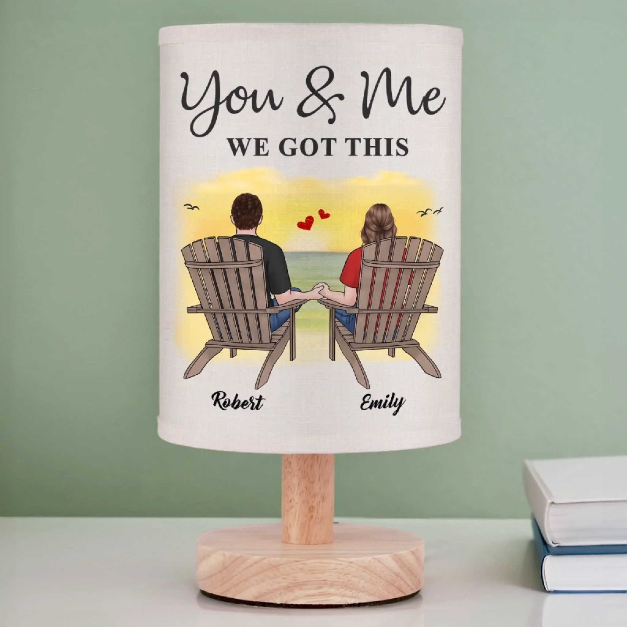 You & Me, We Got This - Couple Personalized Custom Linen Bedside Table Lamp - Gift For Husband Wife, Anniversary - Image 3
