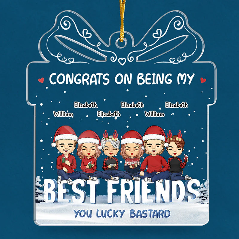 You Mean A Lot To Me - Bestie Personalized Custom Ornament - Acrylic Gift Box Shaped - Christmas Gift For Best Friends, BFF, Sisters, Coworkers - Image 3