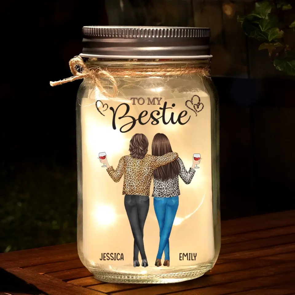 You Stand By My Side In My Ups And Downs - Bestie Personalized Custom Mason Jar Light - Gift For Best Friends, BFF, Sisters - Image 3