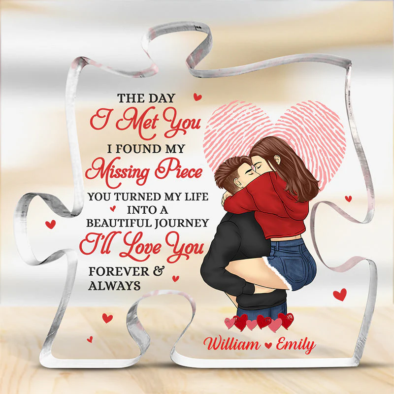 You Turned My Life Into A Beautiful Journey - Couple Personalized Custom Puzzle Shaped Acrylic Plaque - Gift For Husband Wife, Anniversary - Image 2