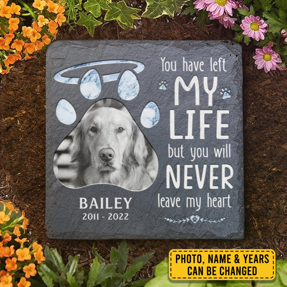 You Will Never Leave My Heart - Personalized Memorial Stone, Pet Grave Marker - Upload Image, Memorial Gift, Sympathy Gift - Image 4