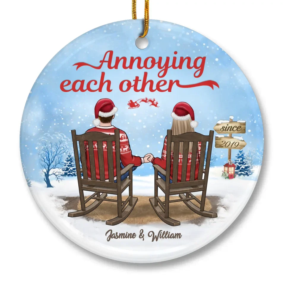 Your Hand In Mine Is The Best Gift This Christmas - Couple Personalized Custom Ornament - Ceramic Round Shaped - Christmas Gift For Husband Wife, Anniversary - Image 2