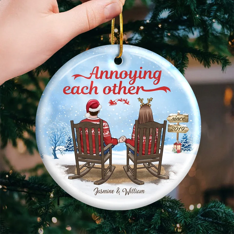 Your Hand In Mine Is The Best Gift This Christmas - Couple Personalized Custom Ornament - Ceramic Round Shaped - Christmas Gift For Husband Wife, Anniversary - Image 3