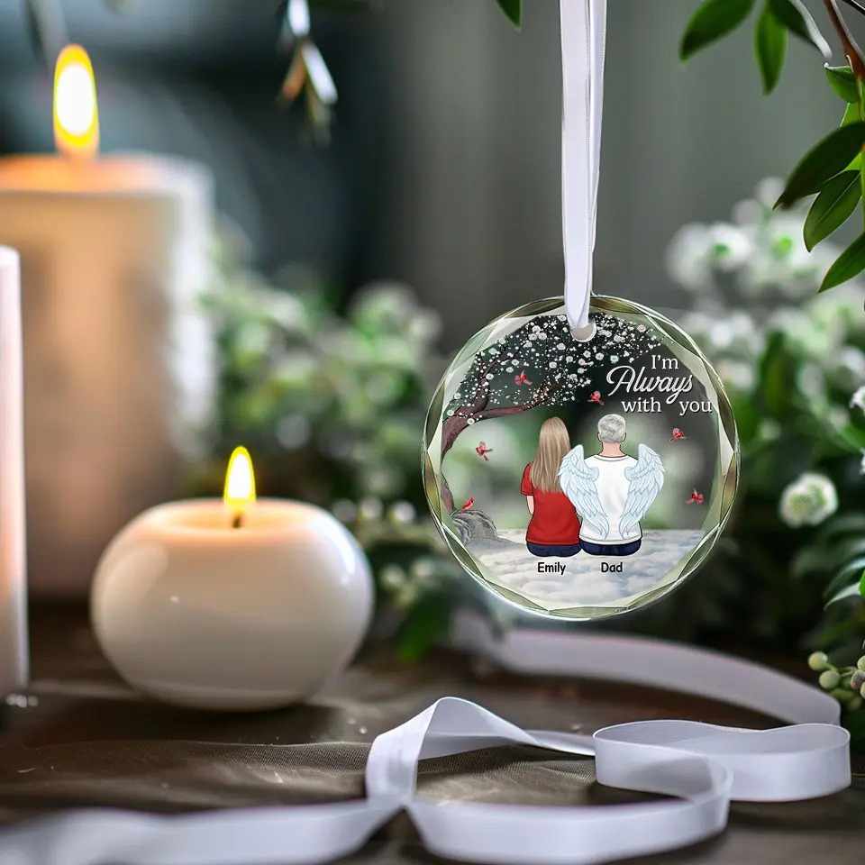 Your Life Was A Blessing, Your Memory A Treasure - Memorial Personalized Custom Circle Glass Ornament - Sympathy Gift For Family Members - Image 3