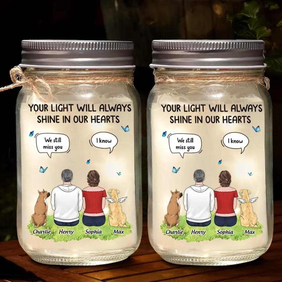 Your Light Will Always Shine In Our Hearts - Memorial Personalized Custom Mason Jar Light - Sympathy Gift For Pet Owners, Pet Lovers - Image 3