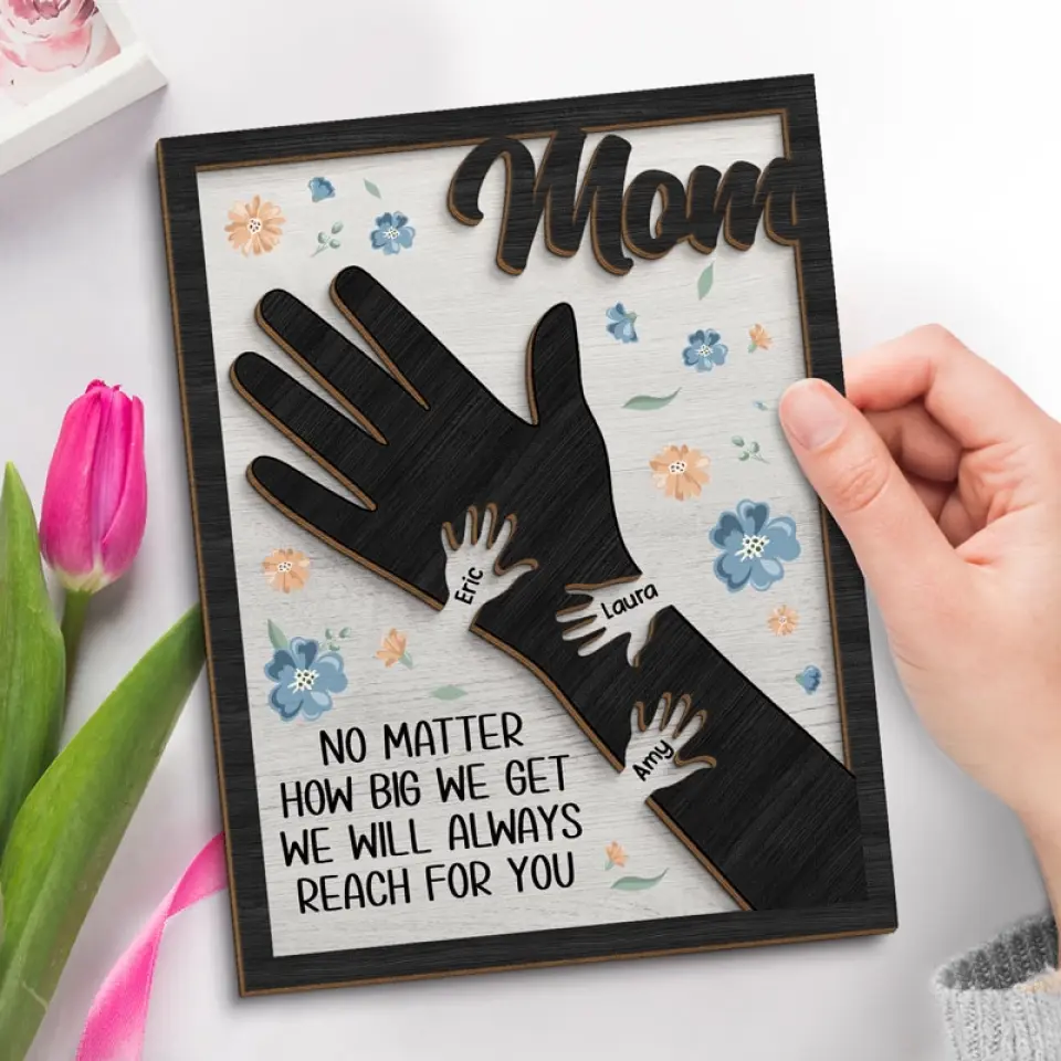 Your Love Ties Our Family Together - Family Personalized Custom 2-Layered Wooden Plaque With Stand - Gift For Mom, Grandma - Image 3
