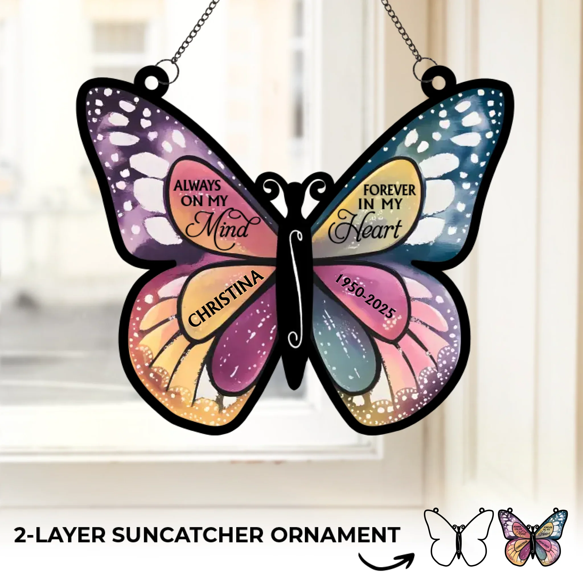 Your Memory Warms Our Hearts - Memorial Personalized Window Hanging Suncatcher Ornament - Sympathy Gift For Family Members - Image 2
