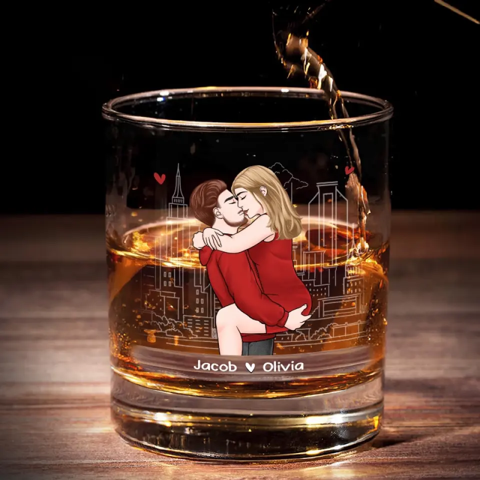 Your Shot Of Whiskey Loves You - Couple Personalized Custom Whiskey Glass - Gift For Husband Wife, Anniversary - Image 4