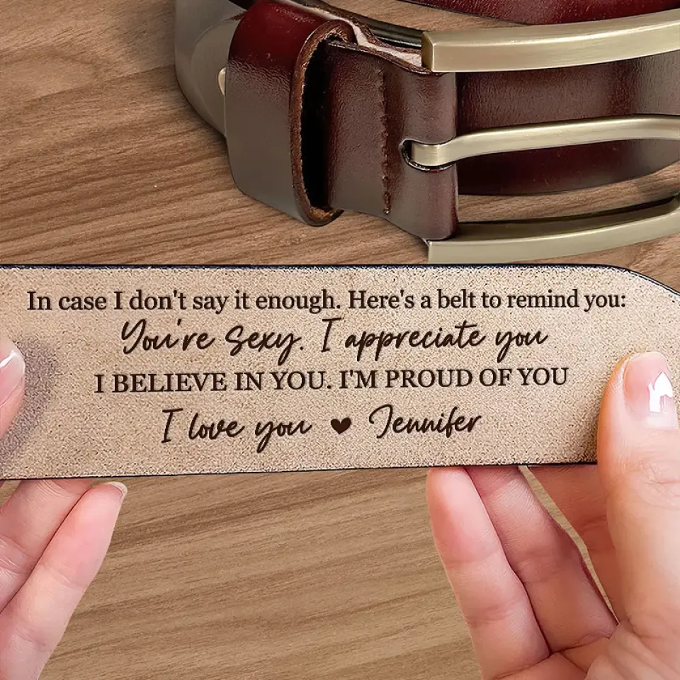 Your Smile Makes Me Smile - Couple Personalized Custom Engraved Leather Belt - Gift For Husband, Boyfriend, Anniversary - Image 2