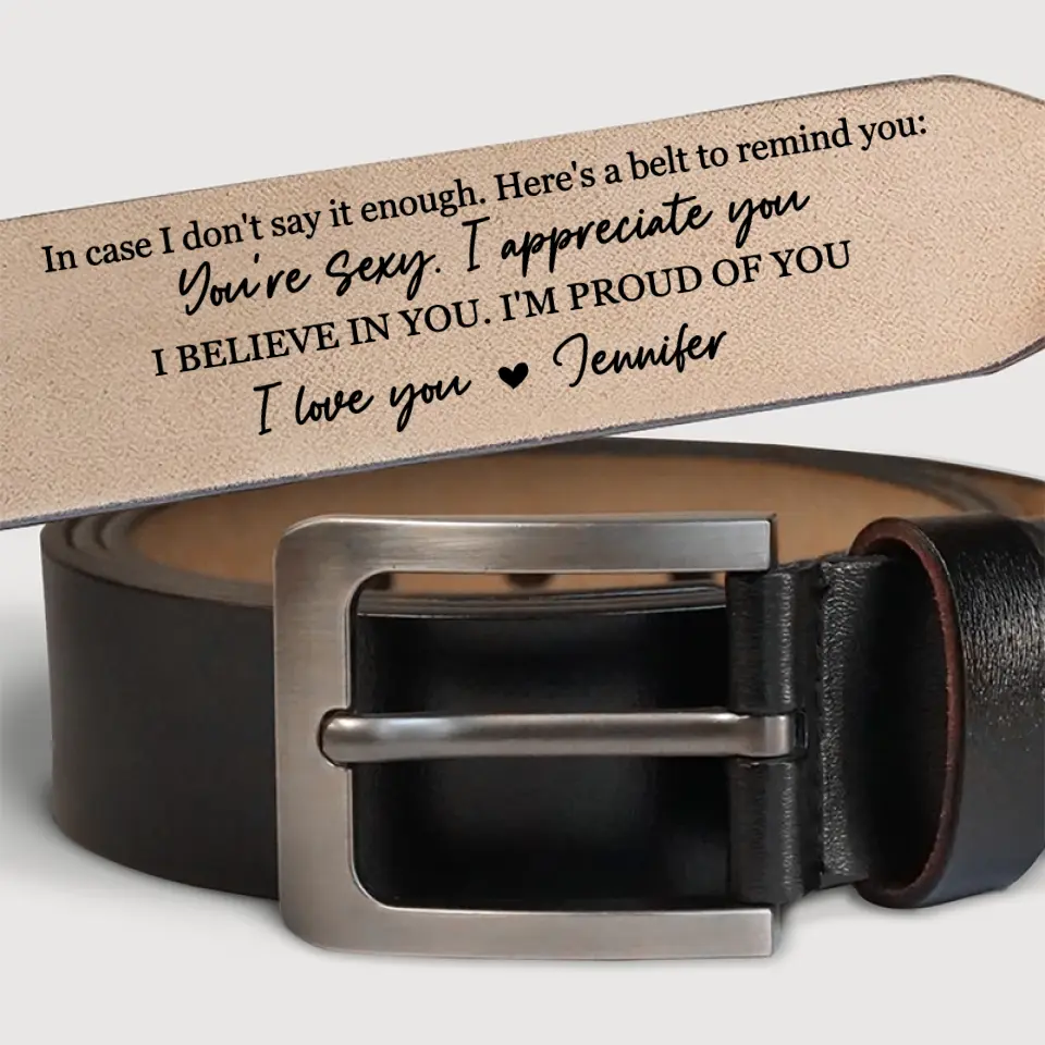 Your Smile Makes Me Smile - Couple Personalized Custom Engraved Leather Belt - Gift For Husband, Boyfriend, Anniversary - Image 4