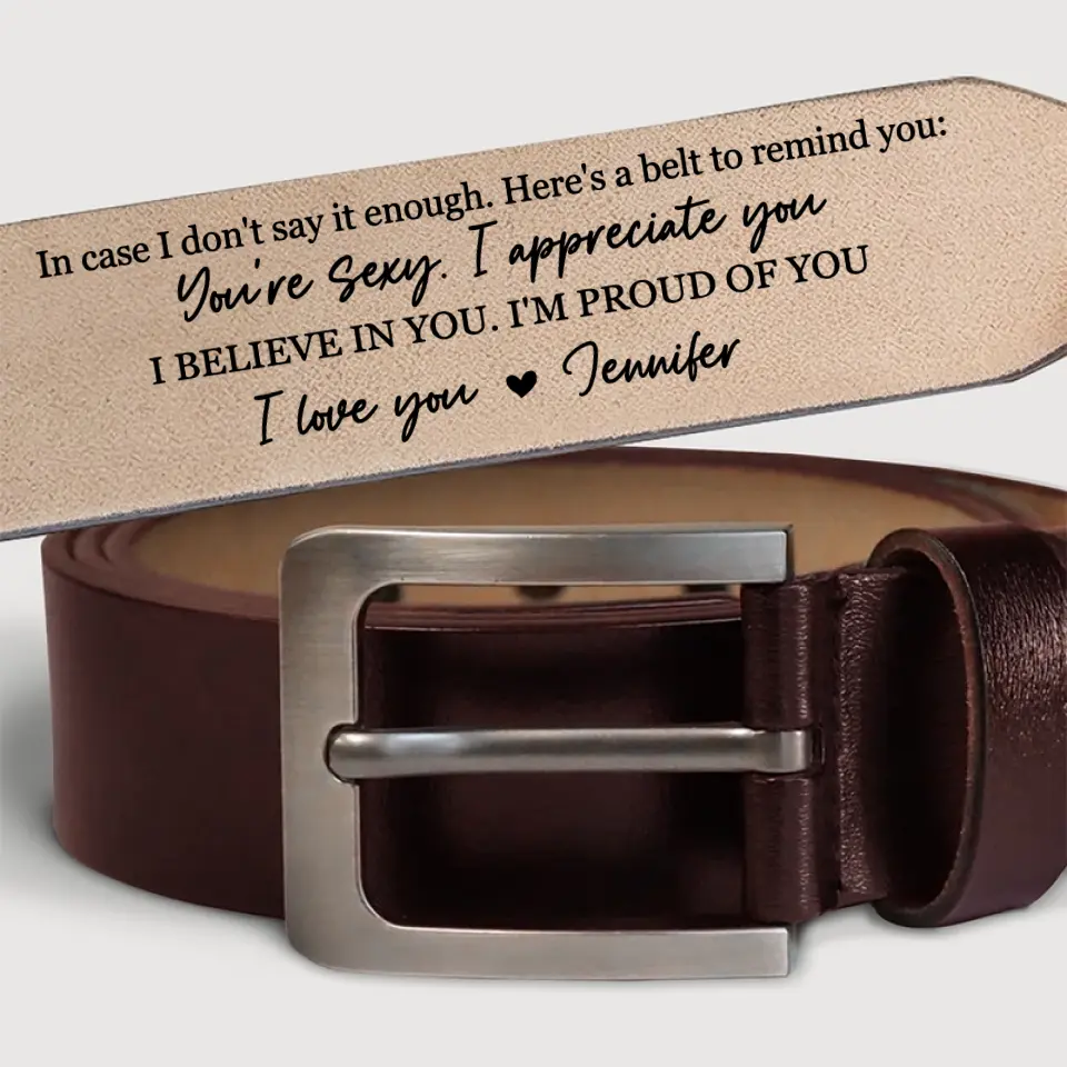 Your Smile Makes Me Smile - Couple Personalized Custom Engraved Leather Belt - Gift For Husband, Boyfriend, Anniversary - Image 5