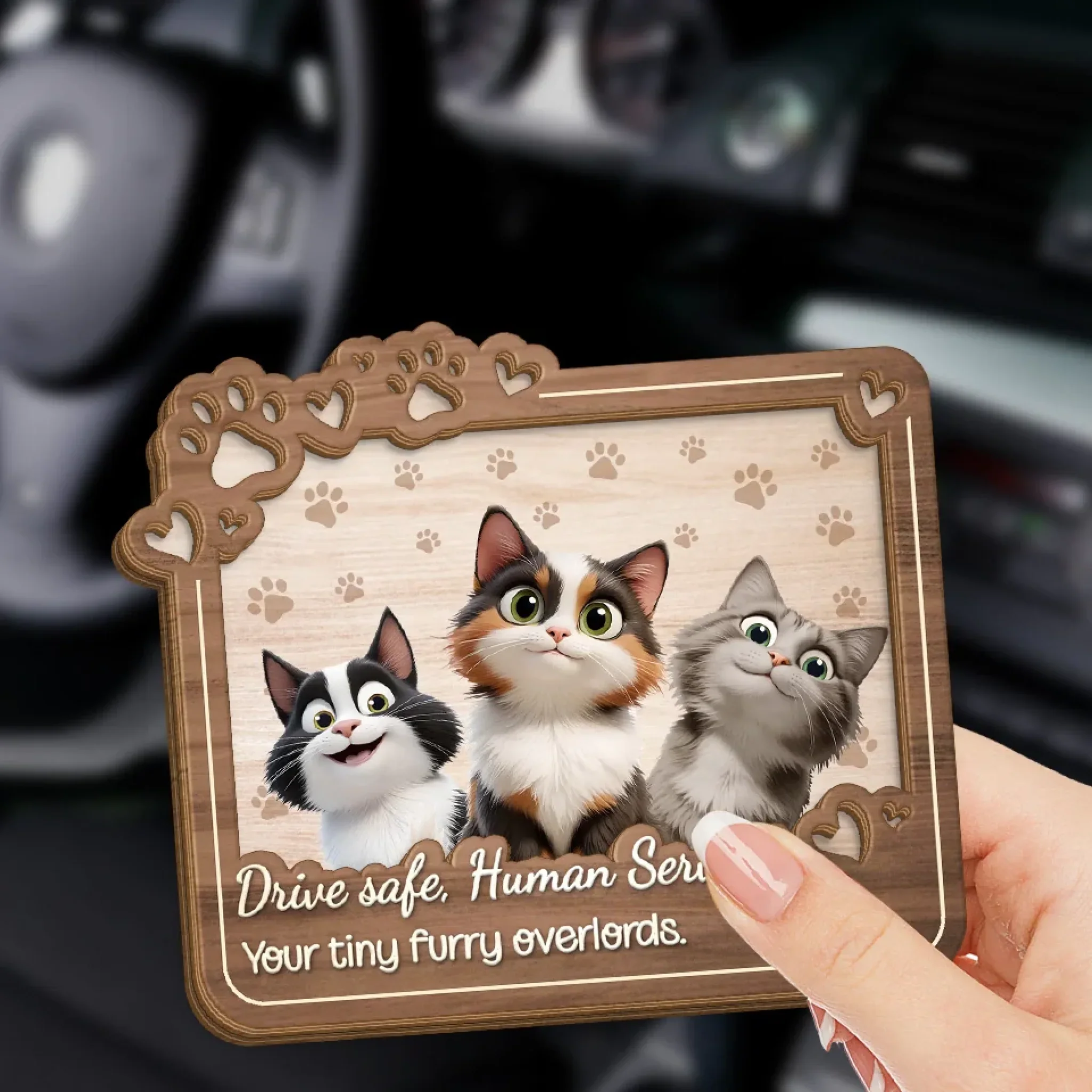Your Tiny Bosses Demand A Safe Journey - Cat Personalized Custom Car Visor Clip - Gift For Pet Owners, Pet Lovers - Image 3