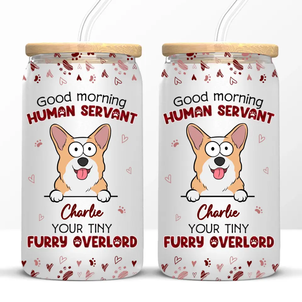 Your Tiny Furry Overlords - Dog & Cat Personalized Custom Glass Cup, Iced Coffee Cup -  Gift For Pet Owners, Pet Lovers - Image 6