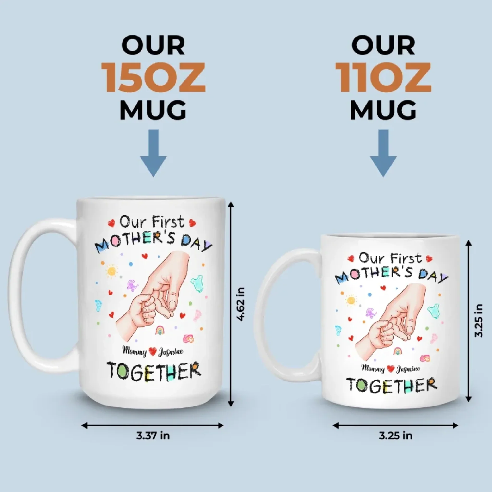 Your Tiny Hand, My Whole Heart - Family Personalized Custom Mug - Mother's Day, Baby Shower Gift, Gift For First Mom - Image 5