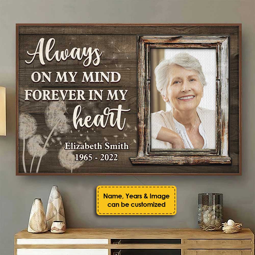 You're Always On My Mind & Forever In My Heart - Upload Image, Personalized Horizontal Poster - Image 3