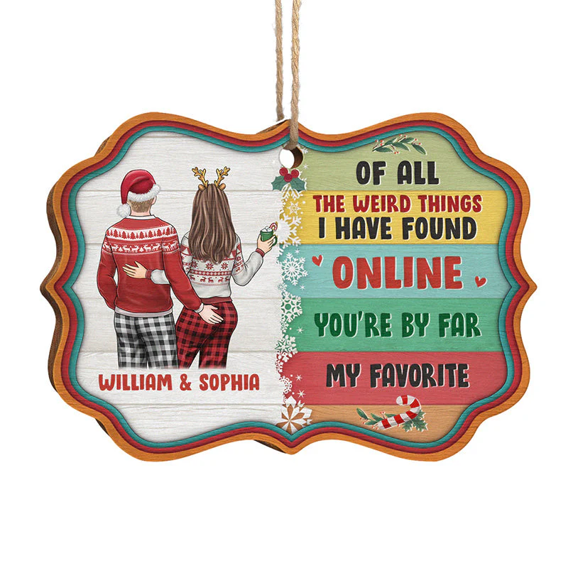 You're By Far My Favorite - Couple Personalized Custom Ornament - Wood Benelux Shaped - Christmas Gift For Husband Wife, Anniversary - Image 2