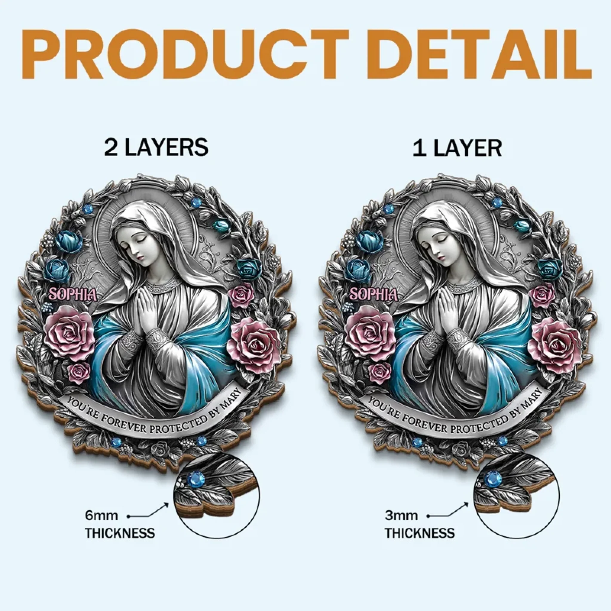 You're Forever Protected By Mary - Memorial Personalized Custom Car Visor Clip - Sympathy Gift For Family Members - Image 6