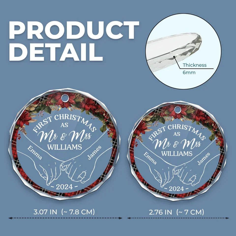 You're My Christmas Past, Present, And Future - Couple Personalized Custom Circle Glass Ornament - Christmas Gift For Husband Wife, Anniversary, First Christmas - Image 4
