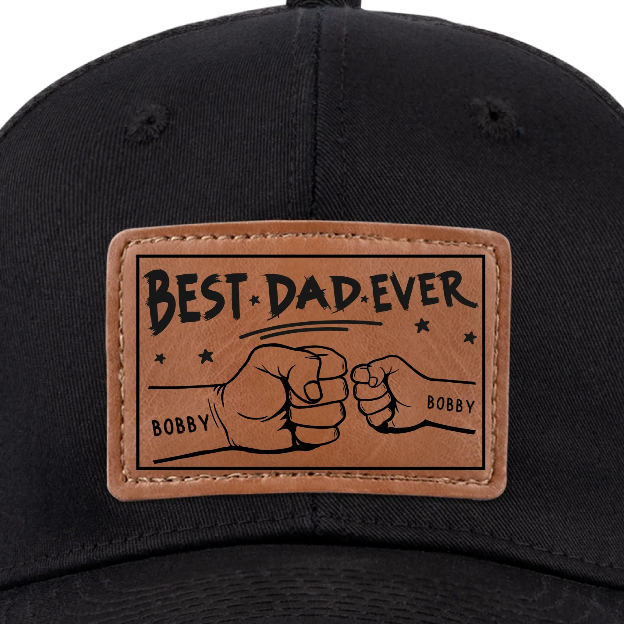 You're My Favorite, Grandpa - Family Personalized Custom Leather Patch Hat - Gift For Dad, Grandpa - Image 4