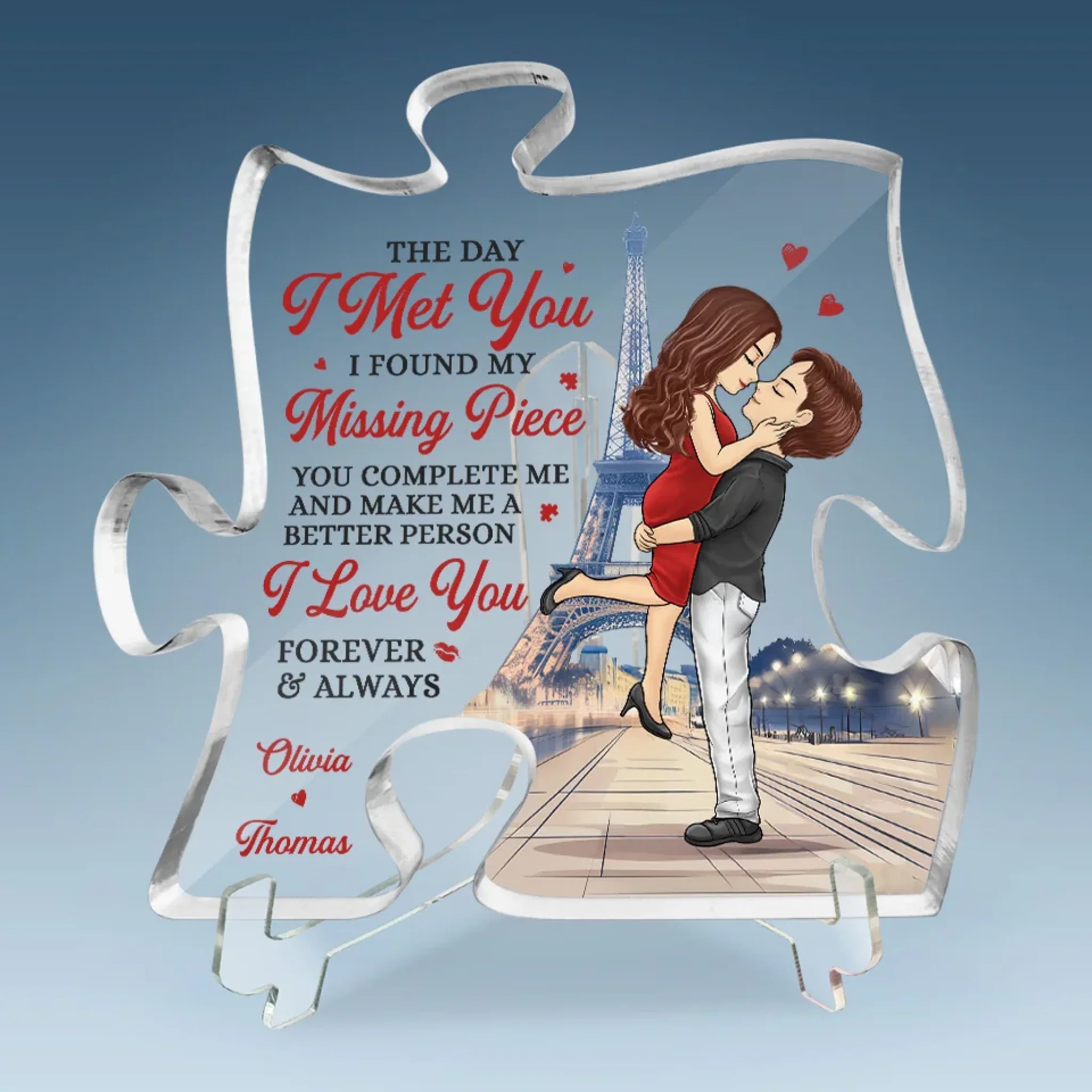 You’re My Favorite Part Of Every Day - Couple Personalized Custom Puzzle Shaped Acrylic Plaque - Gift For Husband Wife, Anniversary - Image 5