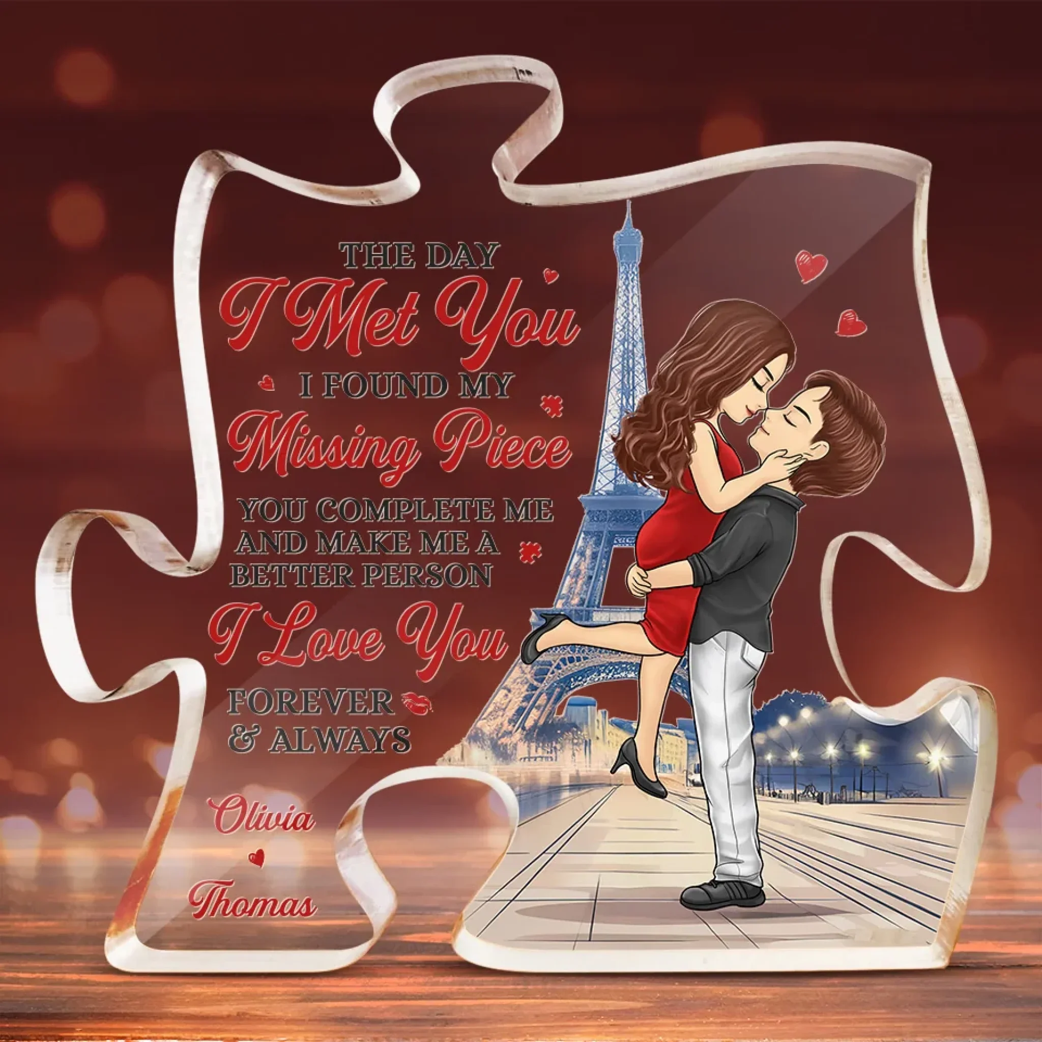You’re My Favorite Part Of Every Day - Couple Personalized Custom Puzzle Shaped Acrylic Plaque - Gift For Husband Wife, Anniversary - Image 6