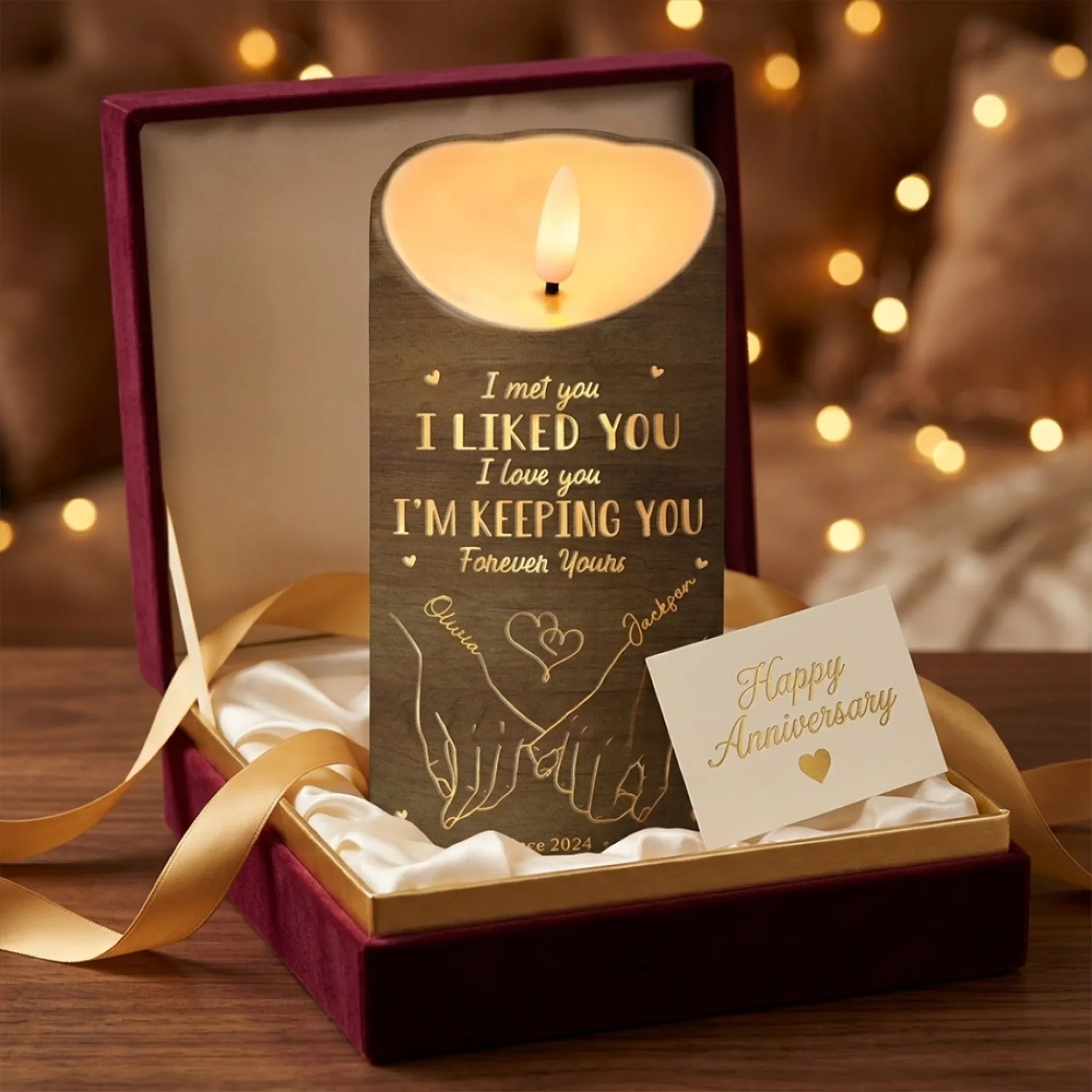 You're My Happy Place - Couple Personalized Custom LED Candle - Gift For Husband Wife, Anniversary - Image 5