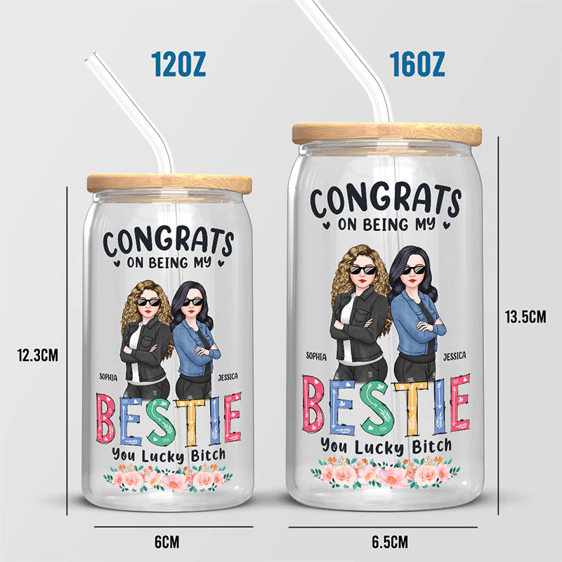 You're So Lucky To Have A Sister Like Me - Bestie Personalized Custom Glass Cup, Iced Coffee Cup - Gift For Best Friends, BFF, Sisters - Image 4