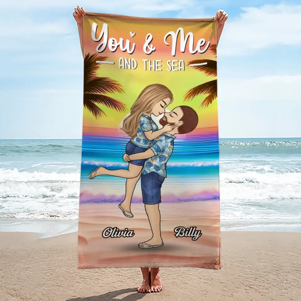 You're The Sandy To My Beach - Couple Personalized Custom Beach Towel - Summer Vacation Gift For Husband Wife, Anniversary - Image 3